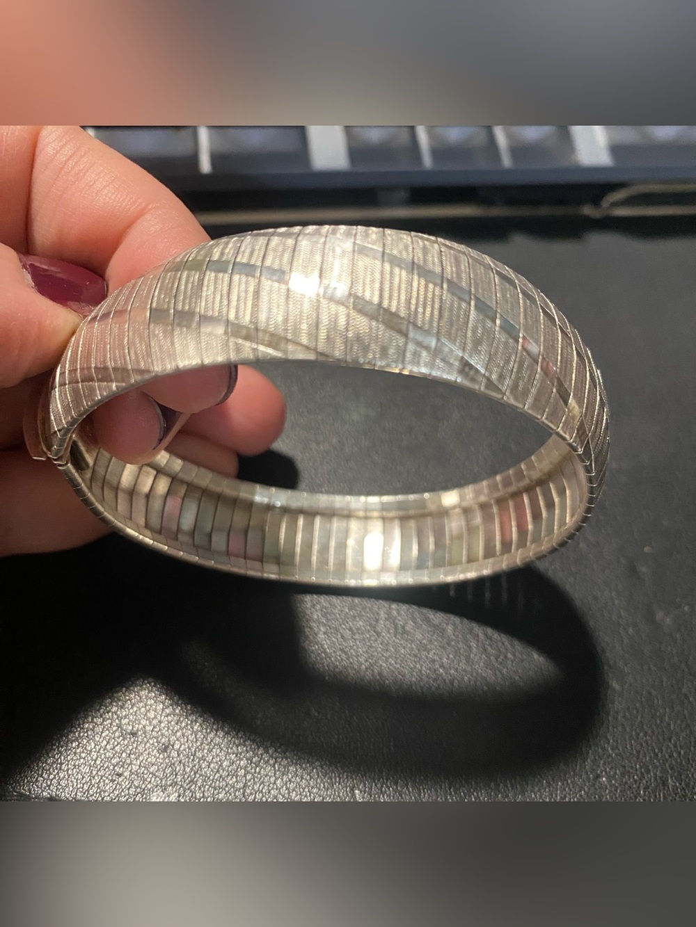8 inch Sterling Silver Textured Flex Bangle Bracelet